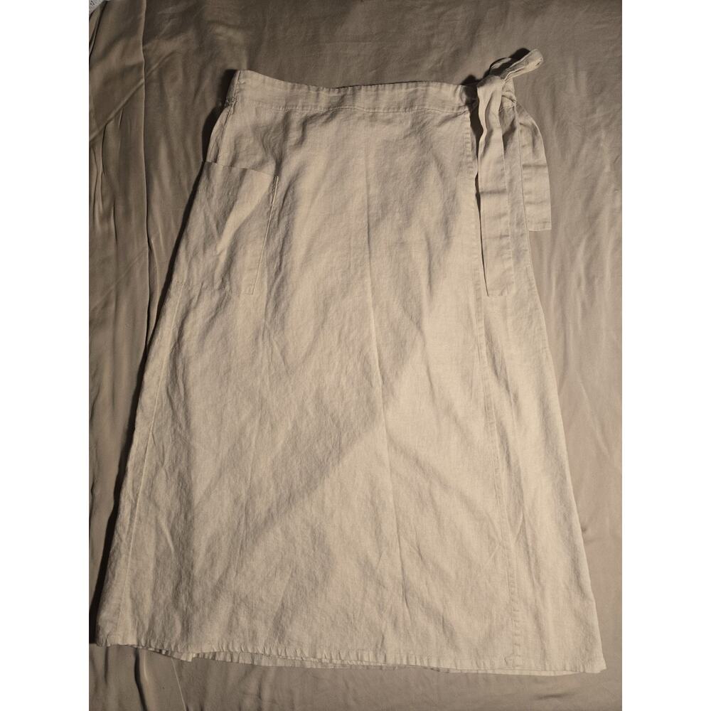 Peace Love World Women's Boho Wrap Utility Midi Skirt pocket medium linen blend